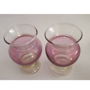 Par de mini Castiçal de cristal antigo