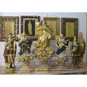 Douramento de Imagens sacras de madeira com ouro puro 23 k