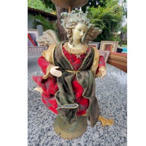Anjo em metal com tecido Ref 030
