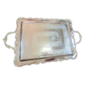 Bandeja com desenhos banhada a prata Ref 030