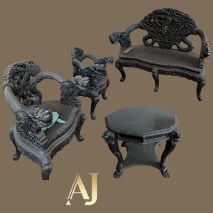 CONJUNTO DRAGÃO CHINÊS ORIGINAL 1920/1940 – PRECISA RESTAURO