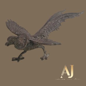 Escultura ave em bronze com 36 x 20cm de altura,