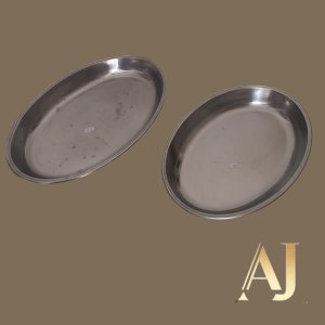 2 travessas inox oval 