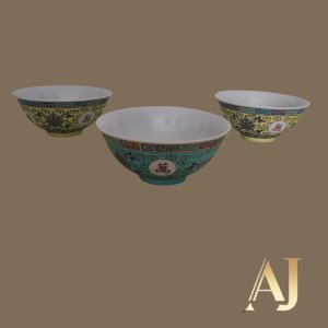 Conjunto de 3 bowls chineses para arroz 