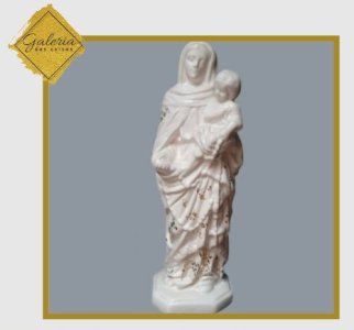 Nossa Senhora do Rosario em cerâmica vitrificada com ouro,  medindo 36 cm
