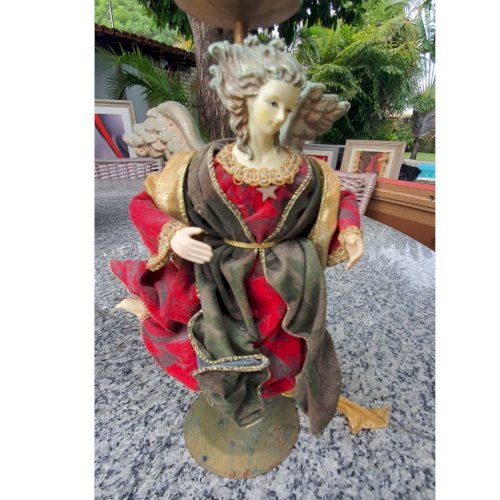 Anjo em metal com tecido Ref 030