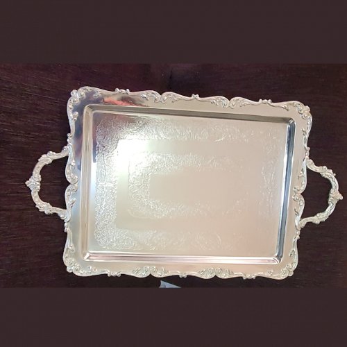 Bandeja com desenhos banhada a prata Ref 030