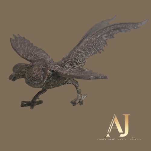 Escultura ave em bronze com 36 x 20cm de altura,