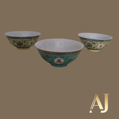 Conjunto de 3 bowls chineses para arroz 