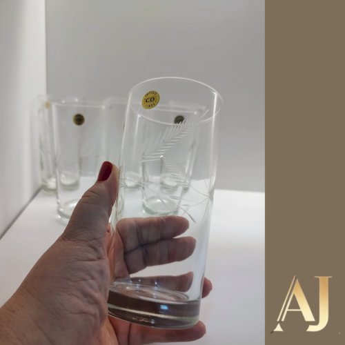 16 copos longos de cristal fino 