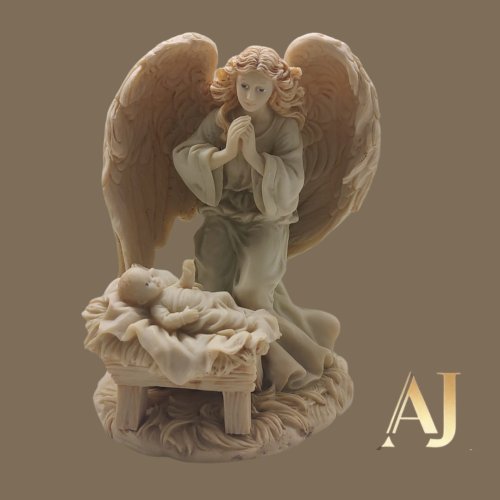 Anjo com menino Jesus, altura 16cm 