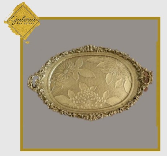 Bandeja em puro bronze, medindo 45 x 28 cm